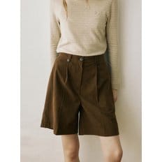 Corduroy Bermuda Pants - Brown