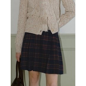 Cest_College plaid pleated skirt_NAVY