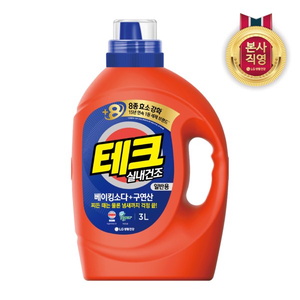 테크 베이킹소다+구연산 실내건조 액체세제 일반 용기 3L