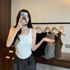 썸머 4버튼 캐주얼 모던 민소매 나시 SIS 902_P400122352