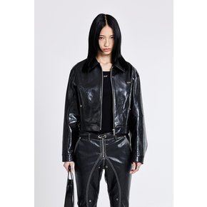 Bulky Leather Jacket - Black(woman)