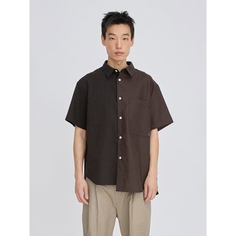 래코드 Split Short Sleeve Seersucker Shirt RKSAM26614BRX