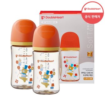 더블하트 모유실감 3세대 PPSU 서커스베어 240ml 트윈팩 (노꼭지)