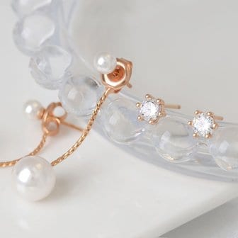 미니아트 14K 골드필드핀 여성 웨딩 패션 릴리 진주 귀걸이