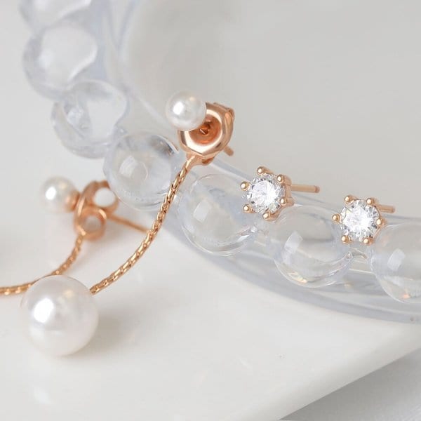 14K 골드필드핀 여성 웨딩 패션 릴리 진주 귀걸이