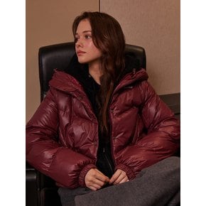 Glossy Logo Puffer  Cropped Padding Wine