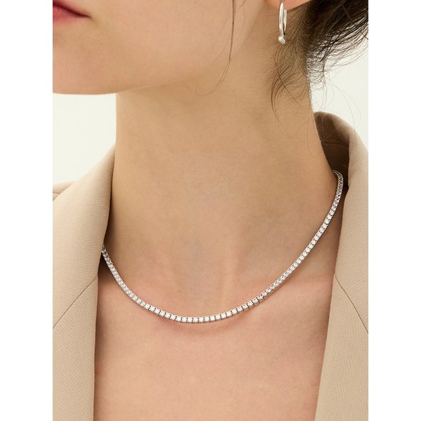 [뒤집힘 방지] 에센스 실버(W) 4프롱 테니스 목걸이 2.5mm HL4N56419W9400