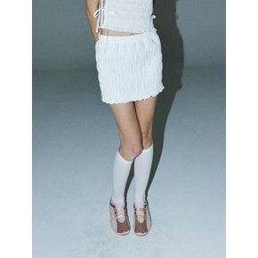 NINA WRINKLE MINI SKIRT - WHITE