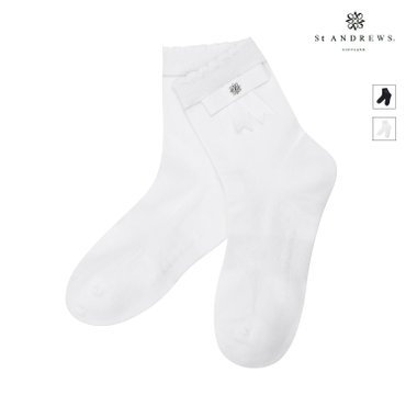 세인트앤드류스 [40%가격인하] 화이트 여성 심볼 로고 리본 포인트 중목 양말 821C3SC752_WH