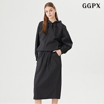 GGPX 정상가:119,000원  데일리 스트링 후드 끈 티셔츠 트임 스커트 셋업 (GOCOW007D)