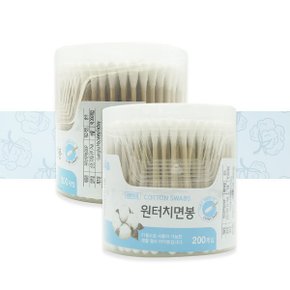TK 원터치 원형면봉 200p 대용량 우드스틱 위생 귀세정 케이스형 귀지제거