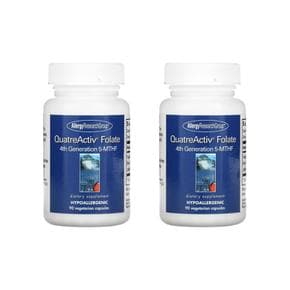 [해외직구] 알러지리서치 콰트리액티브 엽산 4세대 5-MTHF 90베지캡슐 2팩 Allergy Research Group QuatreActiv Folate 4th Generation 5-MTH