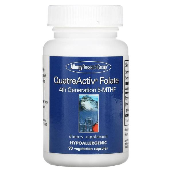 [해외직구] 알러지리서치 콰트리액티브 엽산 4세대 5-MTHF 90베지캡슐 2팩 Allergy Research Group QuatreActiv Folate 4th Generation 5-MTH