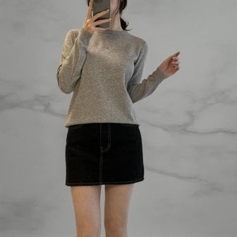 신세계라이브쇼핑 [옷자락] 여성 가을 기본 긴팔 루즈핏 무지 라운드넥 일상 니트