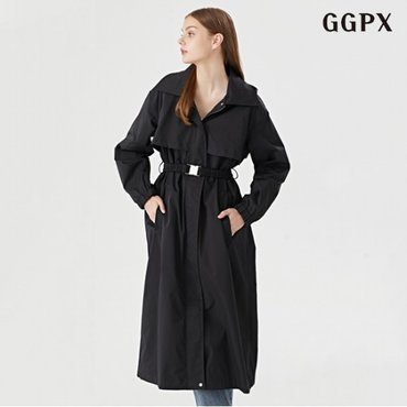 GGPX 정상가:159,000원  후드넥 벨티드 루즈핏 긴팔 롱 야상 자켓 (GOCJK027D)