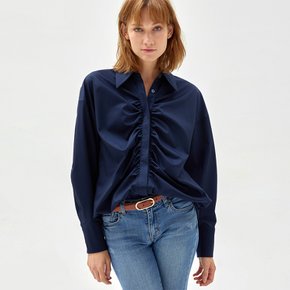 DRAPED POPLIN SHIRT NAVY