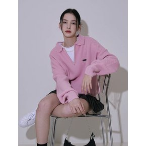 Collar Half Neck Knit [Pink]