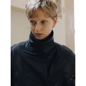 padded balmacaan coat (black)