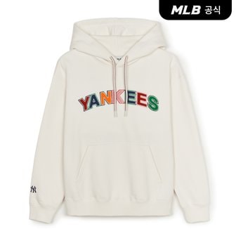 MLB [코리아공식] 바시티 컬러 부클 그래픽 기모 후드티 NY (Cream)