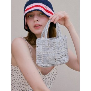 No.212 / Lily Metallic Crochet Mini Tote Bag _ Silver