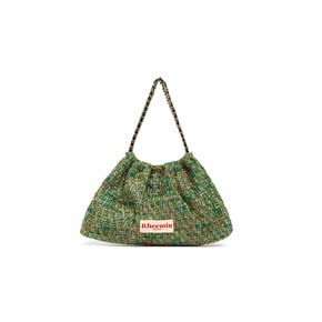 TWEED MUFFY wide chain bag - GREEN