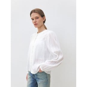 TFS SHIRRING ROUND NECK BLOUSE_WHITE