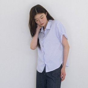 Strip roll-up Shirt - Sky blue