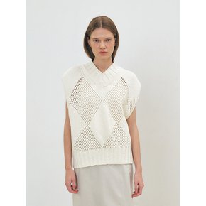 TFS ARGYLE CROCHET V-NECK KNIT VEST_3COLORS