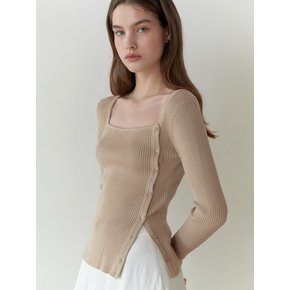 Eve button square knit (beige)