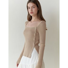 Eve button square knit (beige)