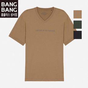 HC04 여름 남성 레터링 브이넥  면 티셔츠 남녀공용 센터 영문 레터링 브이 (S16071659)