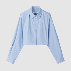 여성 소매볼륨 크롭 셔츠 L BLUE
