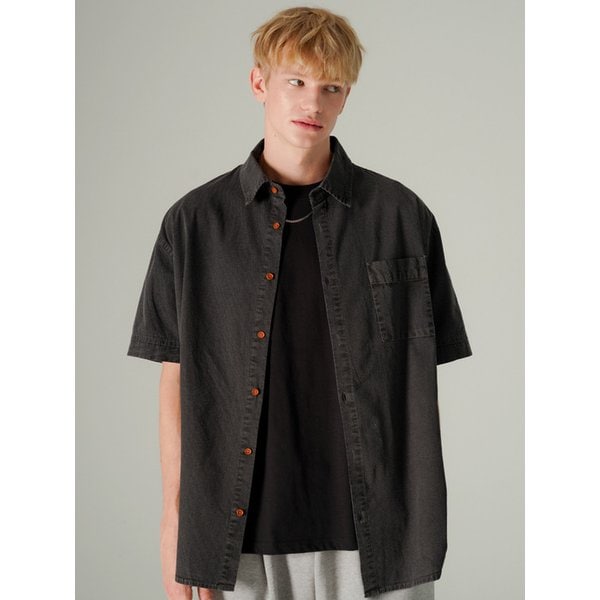 쿨 썸머 스트라이프 피그먼트 반팔셔츠 블랙차콜 MJSS7787