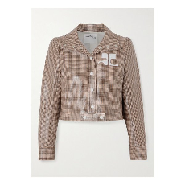 쿠레쥬 리에디션 크롭 애플리케 체크 코튼 블렌드 재킷 1647597323774720