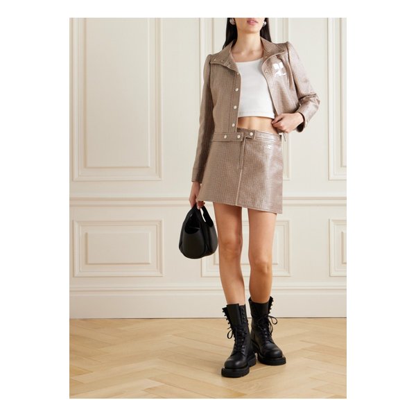 쿠레쥬 리에디션 크롭 애플리케 체크 코튼 블렌드 재킷 1647597323774720