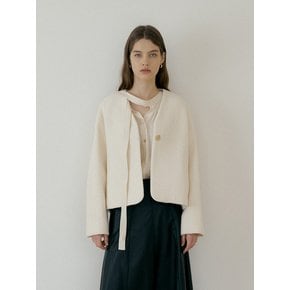 V NECK SHORT COAT - Ivory