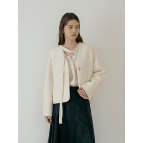 V NECK SHORT COAT - Ivory