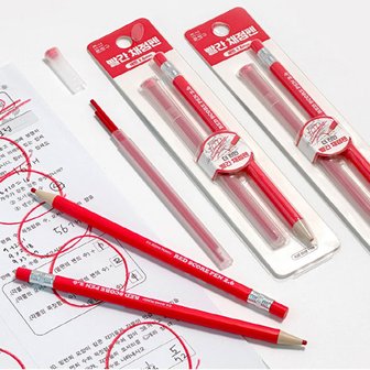  빨간 채점펜 세트 1500 (603) 2.6mm 샤프형 노크식 색연필