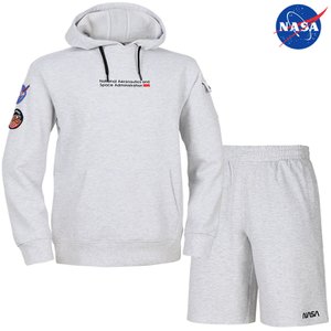 NASA 나사 남녀공용 세미 오버핏 후드티+면 반바지 세트 N-560UMW+N-062PMW 남자 여성 후디