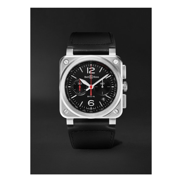 벨앤로스 BR 03 오토매틱 크로노그래프 스테인리스 스틸 가죽 42mm 시계 46376663162921251