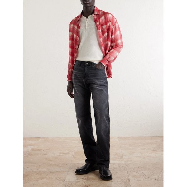 포투포 체크 실크 시폰 셔츠 46376663163004547