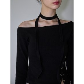 Eyelet Tie Long Sleeve [Black]