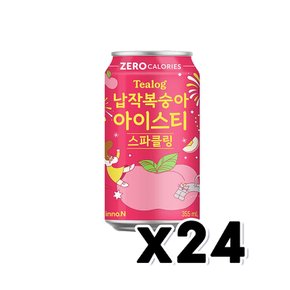 티로그 납작복숭아 아이스티 스파클링 제로 캔음료 355ml x 24개