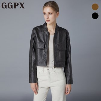 GGPX 빅포켓 스타디움 페이크 레더 자켓 (GO8JK018F)