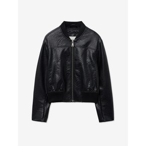 BASIC SINGLE CROP LEATHER BLOUSON_BLACK