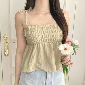 뷔스티에 블라우스 플레어 프릴 리본 휴양지룩