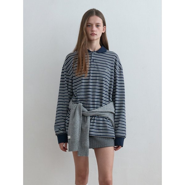 Striped Polo Shirt Navy