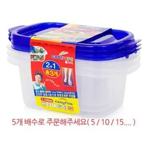 이지 쿨라라 밀폐용기 직사각 6호 1100ml 2+1P 반찬통