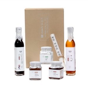 모두의식탁 [전통명인] 참기름+장 선물세트 1호 1kg[죽염+된장+고추장+간장+참기름]