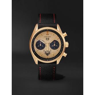  [해외배송] WES 랭 태그 HEUER CARRERA 리미티드 에디션 오토매틱 42MM 골드 & 캔버 B0080829356